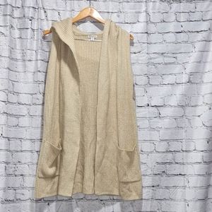 Merona womens long sleeveless hooded vest cardigan sweater size M